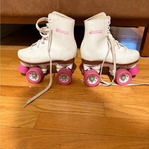 White and Pink Roller Skates for Kids